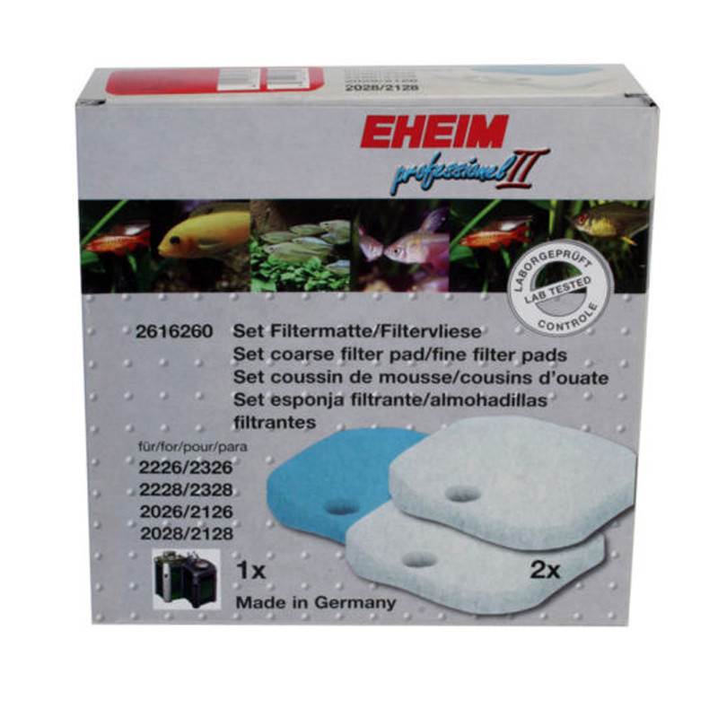 Eheim set mousses 1 bleue + 2 blanches pour (filtre 2026/2028/2226/...