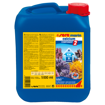 Sera marin component 2 Ca Ph-Buffer 5 litres stabilise le pH dans l’aquarium d’eau de mer.