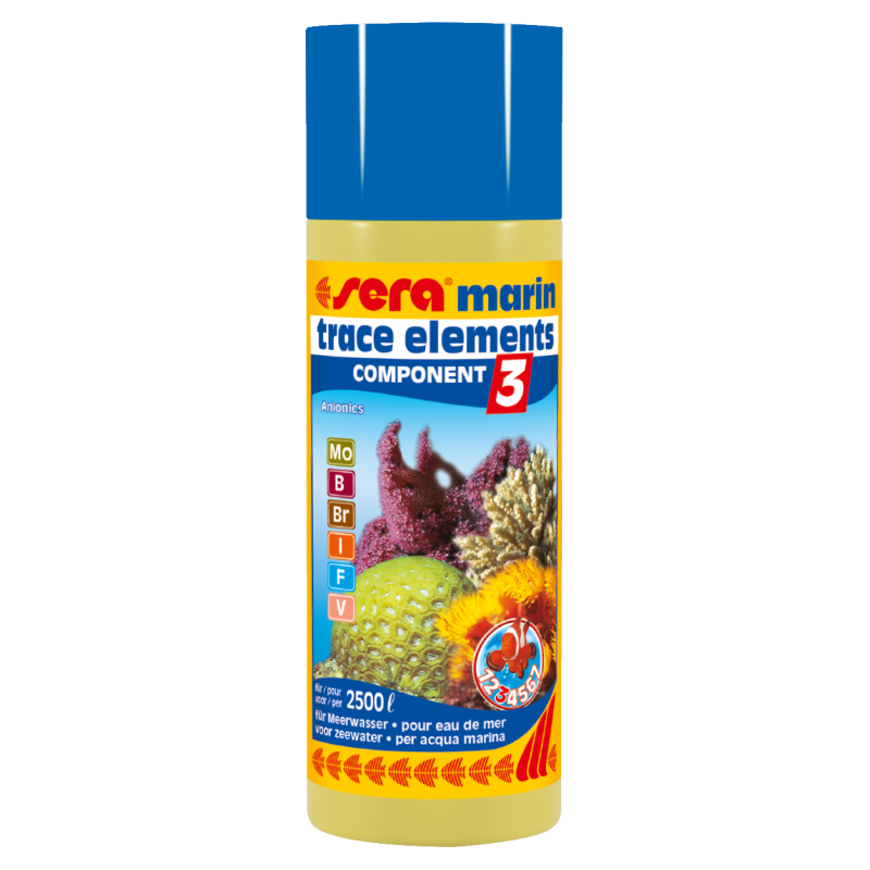 Sera marin component 3 trace elements anionics 250ml apporte des oligo-éléments essentiels.