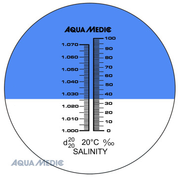 Aqua Medic Réfractomètre à température compensée avec échelle éclairée par LED pour la détermination de la quantité de sel