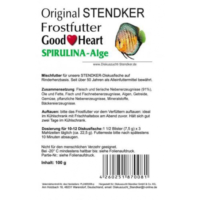 Aliment surgelé Stendker Good♥Heart spirulina-algue lot de 10 plaqu...