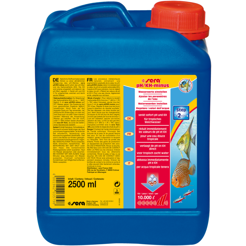 Sera pH/KH-minus 2500ml suffisant pour : 10.000 litres