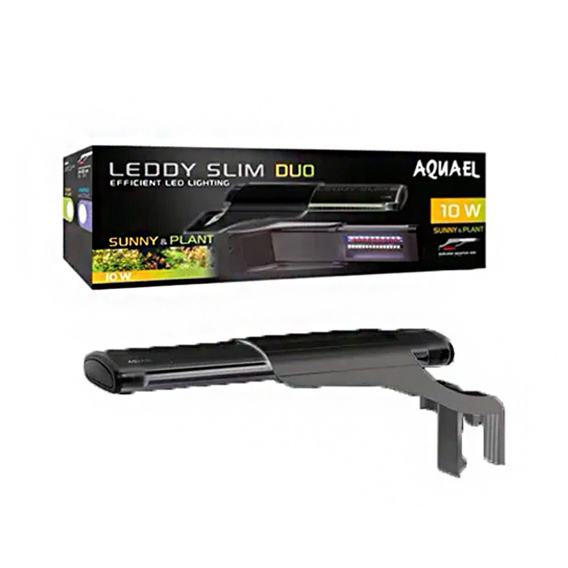 Aquael éclairage leddy slim duo noir 10w sunny & plant pour aquariu...