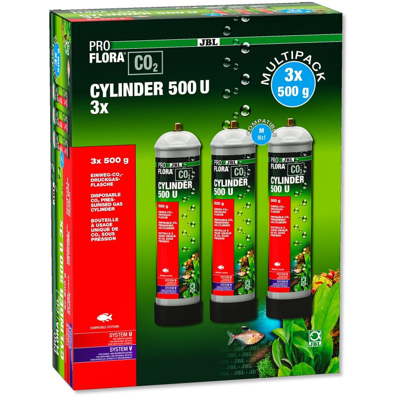 JBL PROFLORA CO2 CYLINDER 500 U 3x Bouteille de CO2 à usage unique de 500 g (pack avantage de 3)