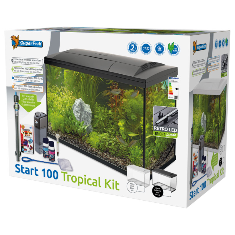 Superfish aquarium start 100 tropical kit blanc 