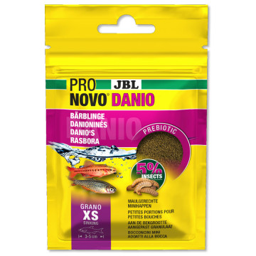 JBL PRONOVO DANIO GRANO XS Aliment de base en granulés de taille XS pour tous les petits barbus et danios de 3 à 5 cm