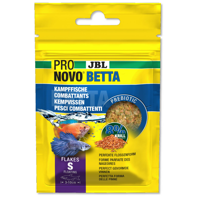 JBL PRONOVO BETTA FLAKES S Aliment de base en flocons, taille S, pour tous les combattants de 3 à 10 cm