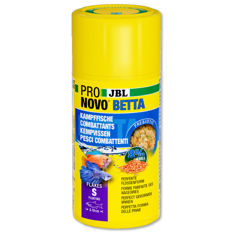 JBL PRONOVO BETTA FLAKES S Aliment de base en flocons, taille S, pour tous les combattants de 3 à 10 cm 100ml