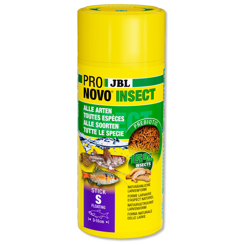 JBL PRONOVO INSECT STICK S Aliment en bâtonnets, taille S, pour tous les poissons d’ornement de 3 à 10 cm 250ml