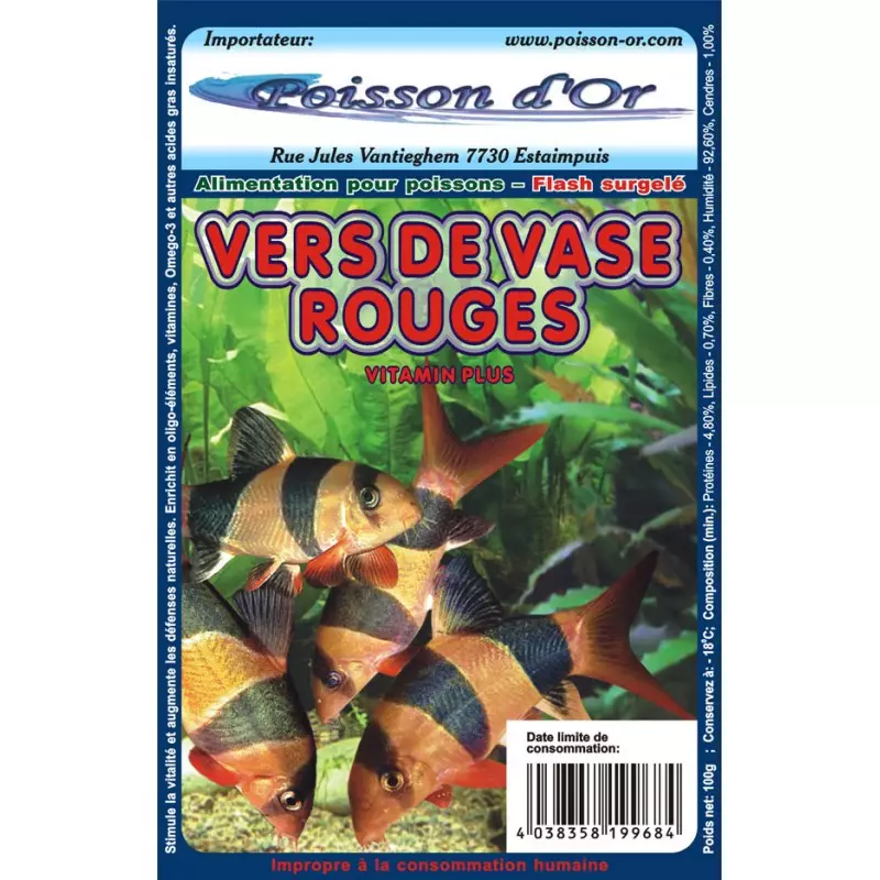 Aliment surgelé Vers de vases rouges 500gr 95,00 €